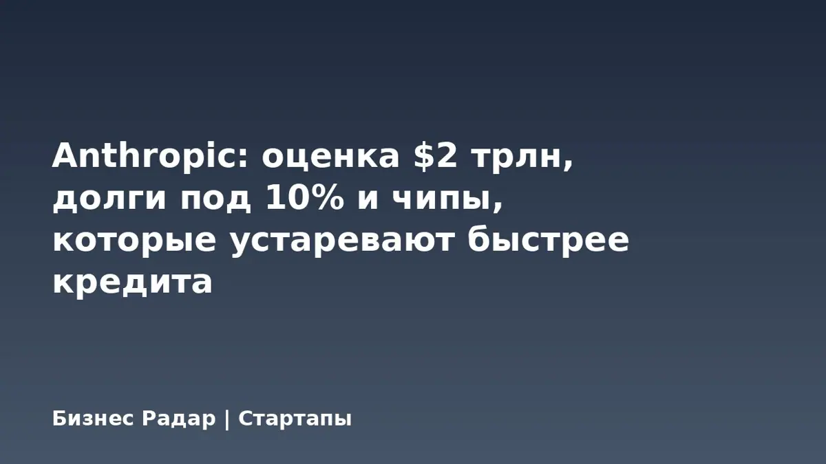 Anthropic: оценка $2 трлн, долги под 10% и чипы, которые устаревают быстрее кредита